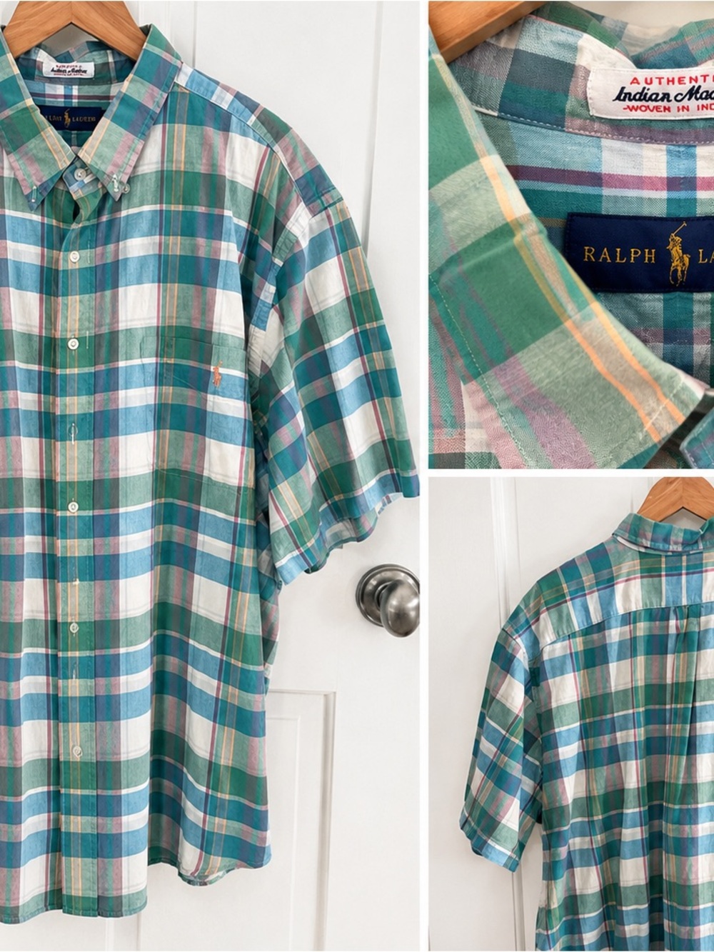 Polo by Ralph Lauren Green & Blue Plaid Short-Sleeve Button-Down Shirt